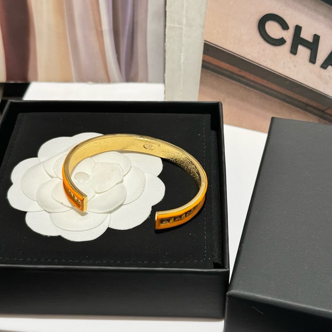 Chanel Gold-Tone Crystal Embellished Bangle Bracelet
