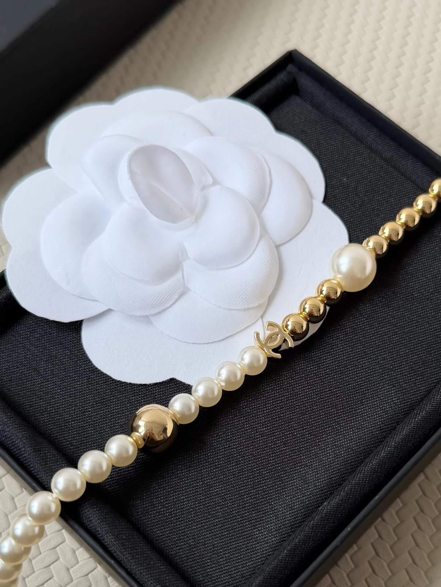 Chanel Elegant Pearl and Gold Bracelet