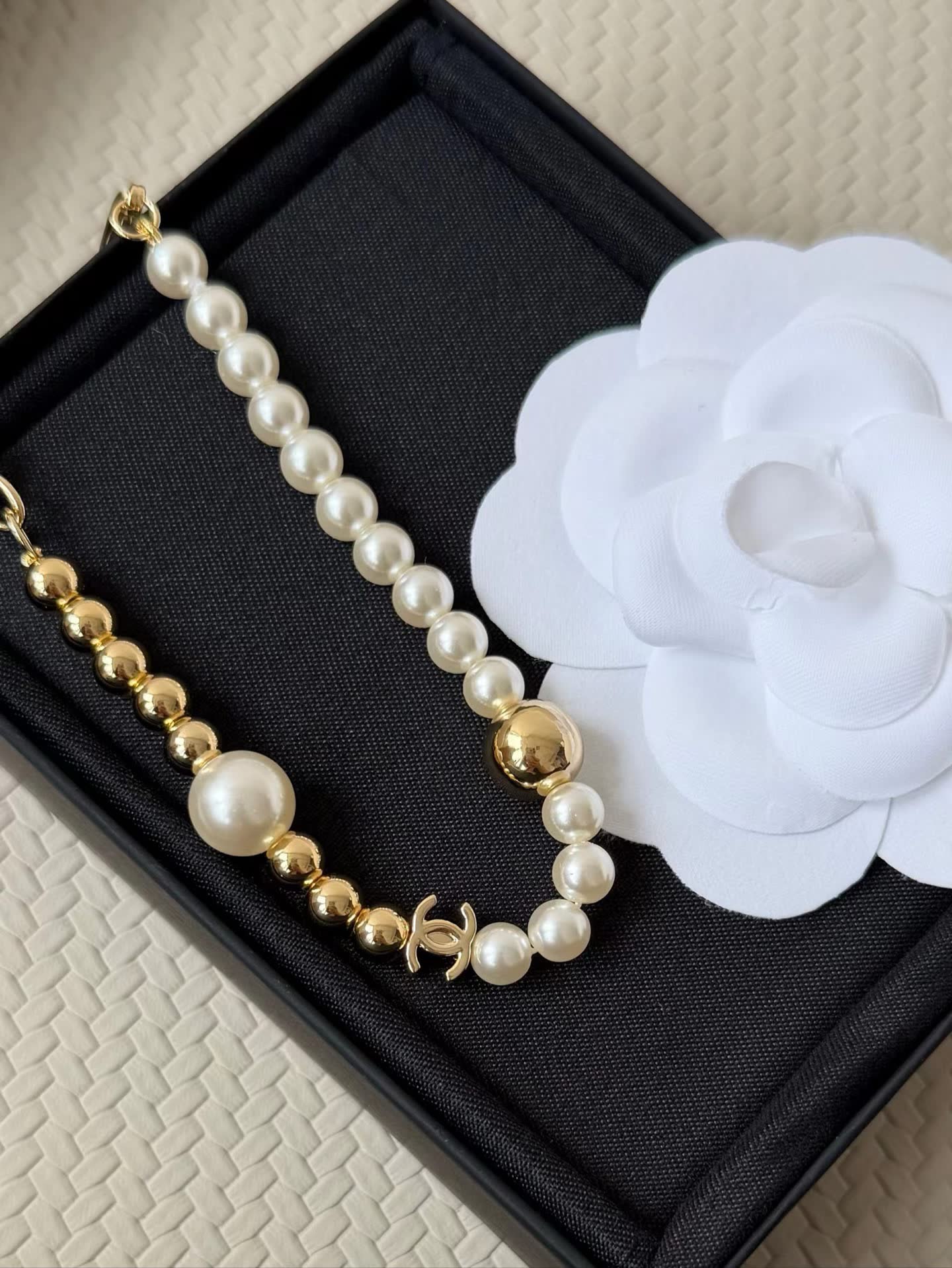 Chanel Elegant Pearl and Gold Bracelet