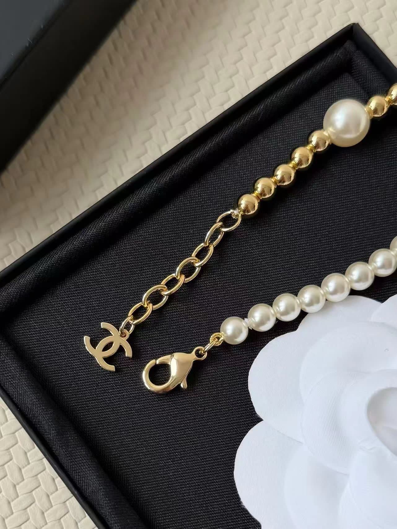 Chanel Elegant Pearl and Gold Bracelet