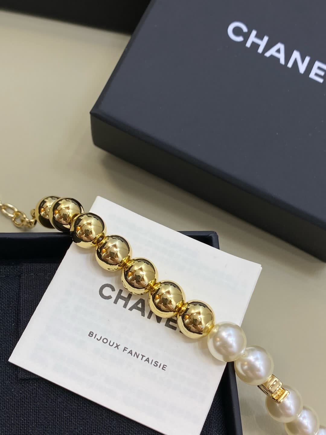 Chanel Pearl and Gold Bead Bracelet