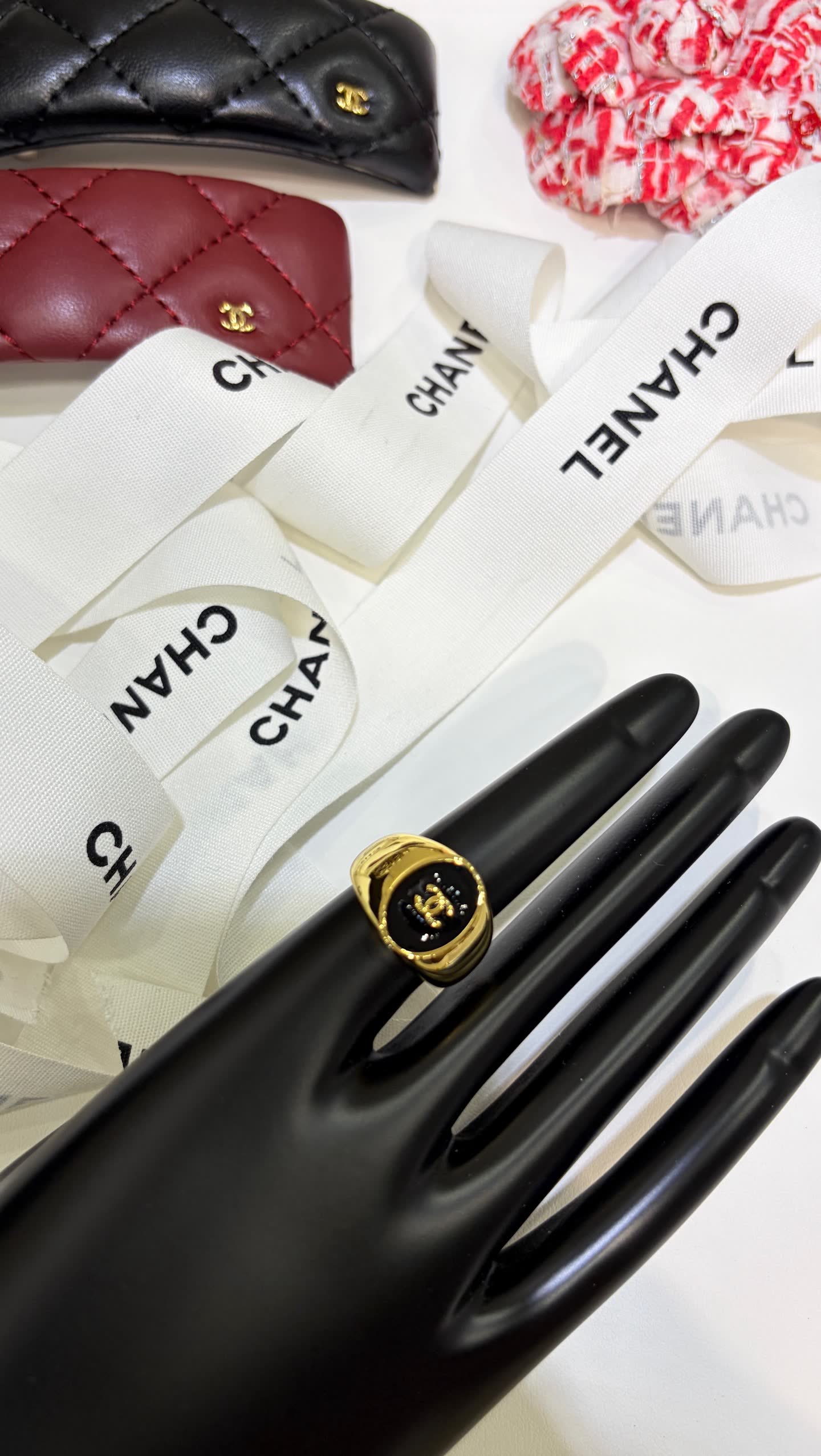 Chanel Gold Bangles with Black Enamel