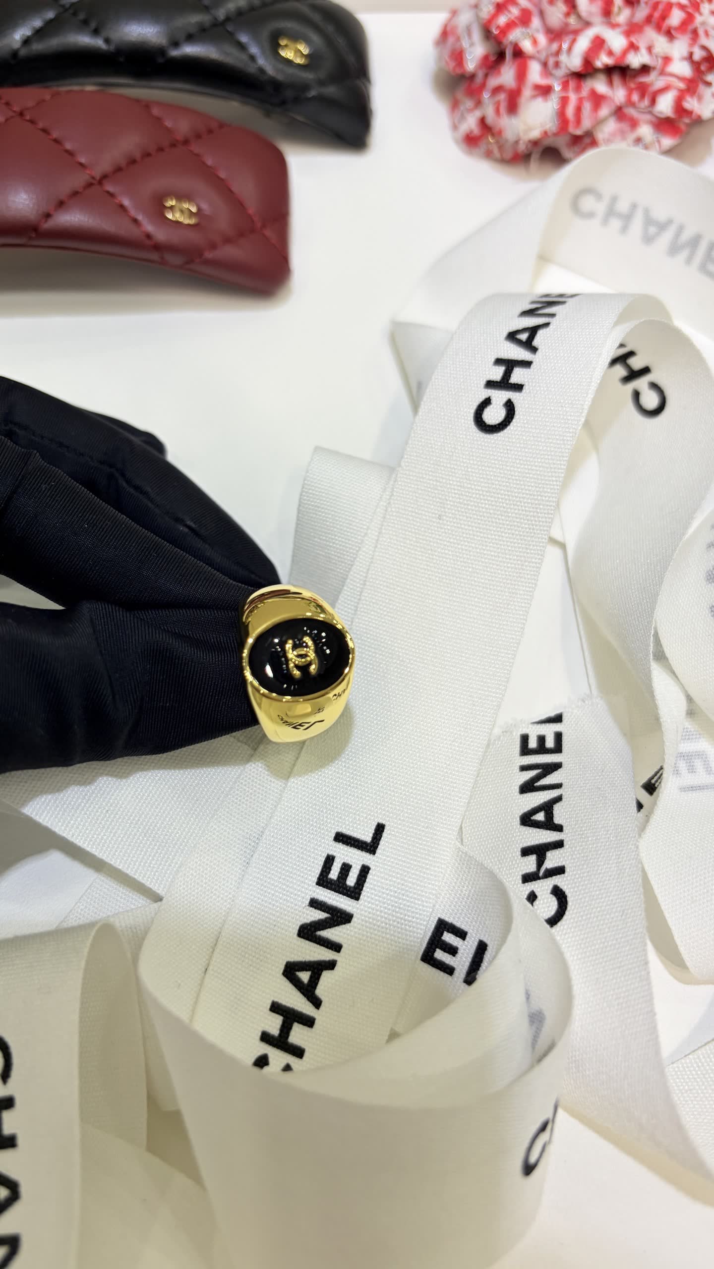 Chanel Gold Bangles with Black Enamel
