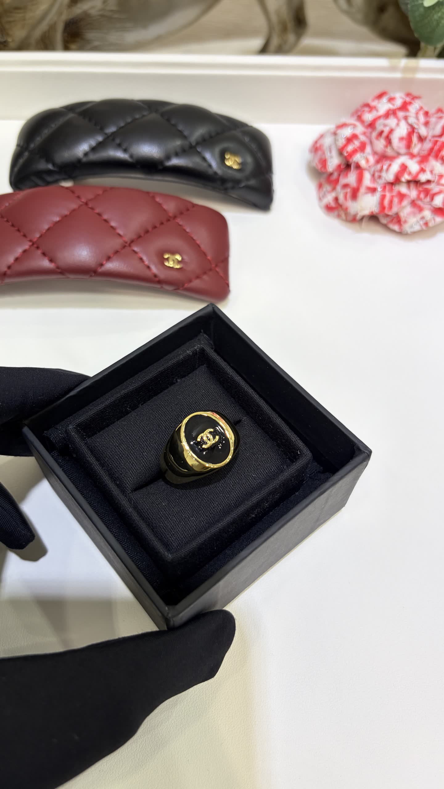 Chanel Gold Bangles with Black Enamel
