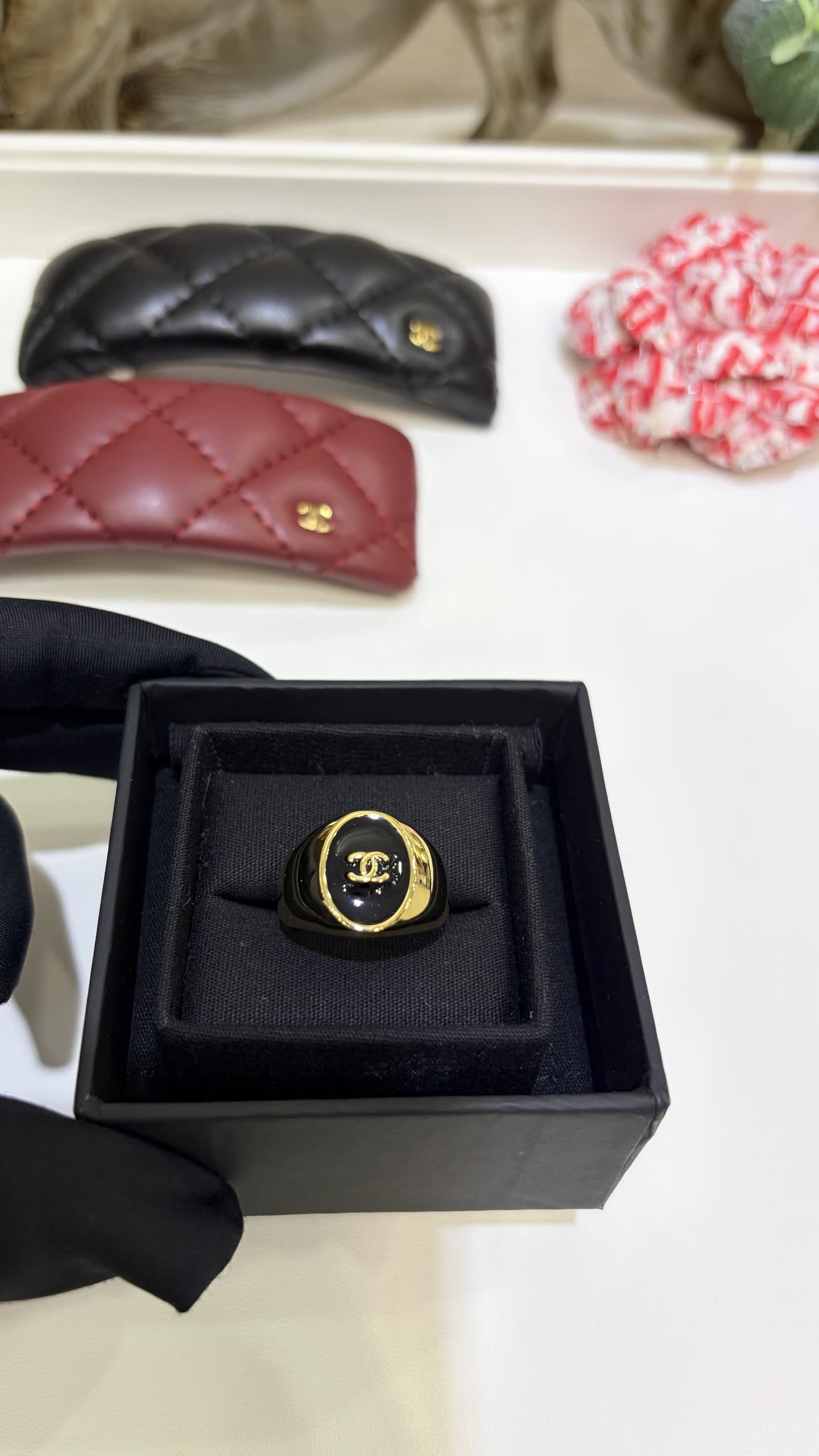 Chanel Gold Bangles with Black Enamel