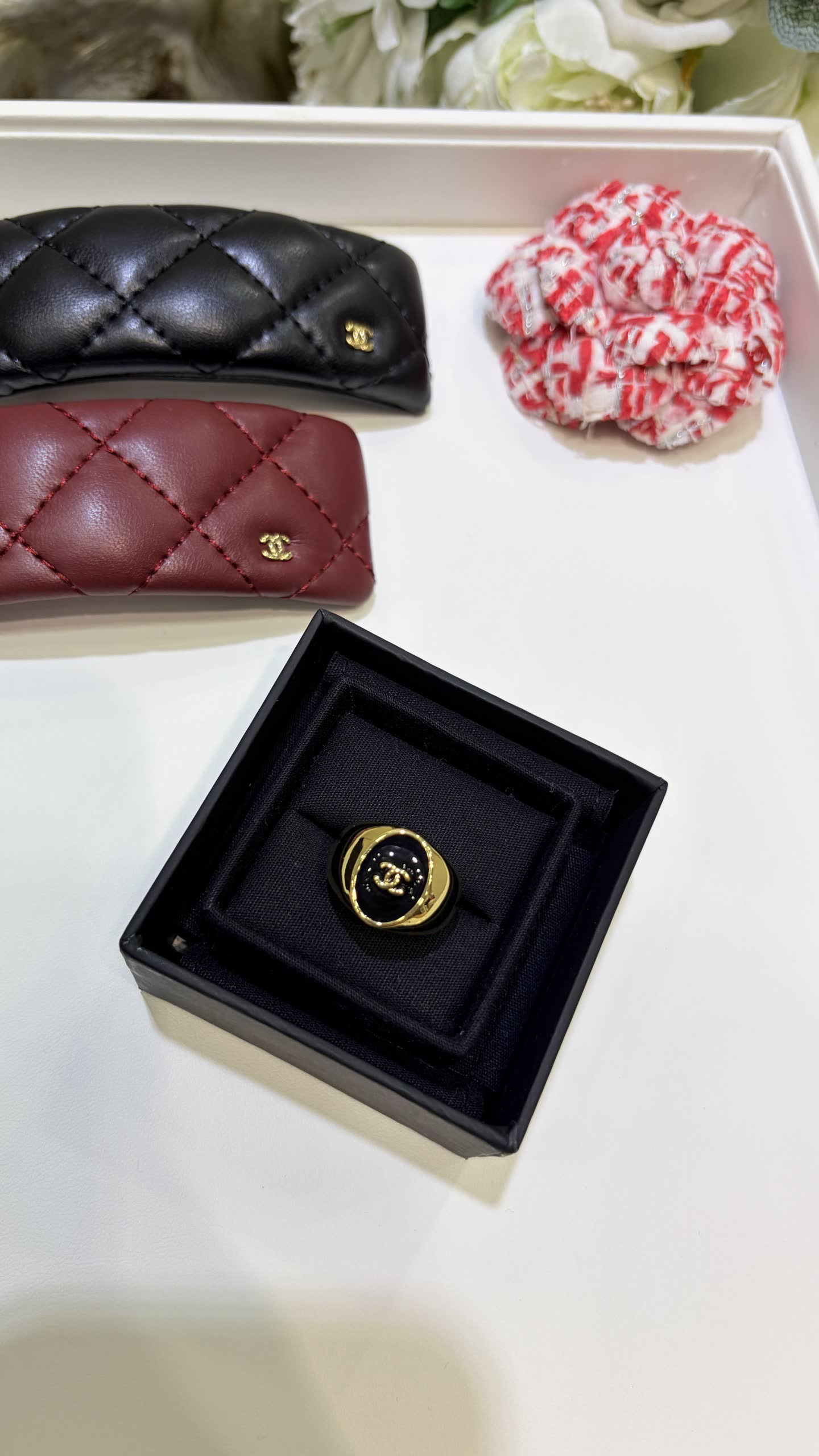 Chanel Gold Bangles with Black Enamel