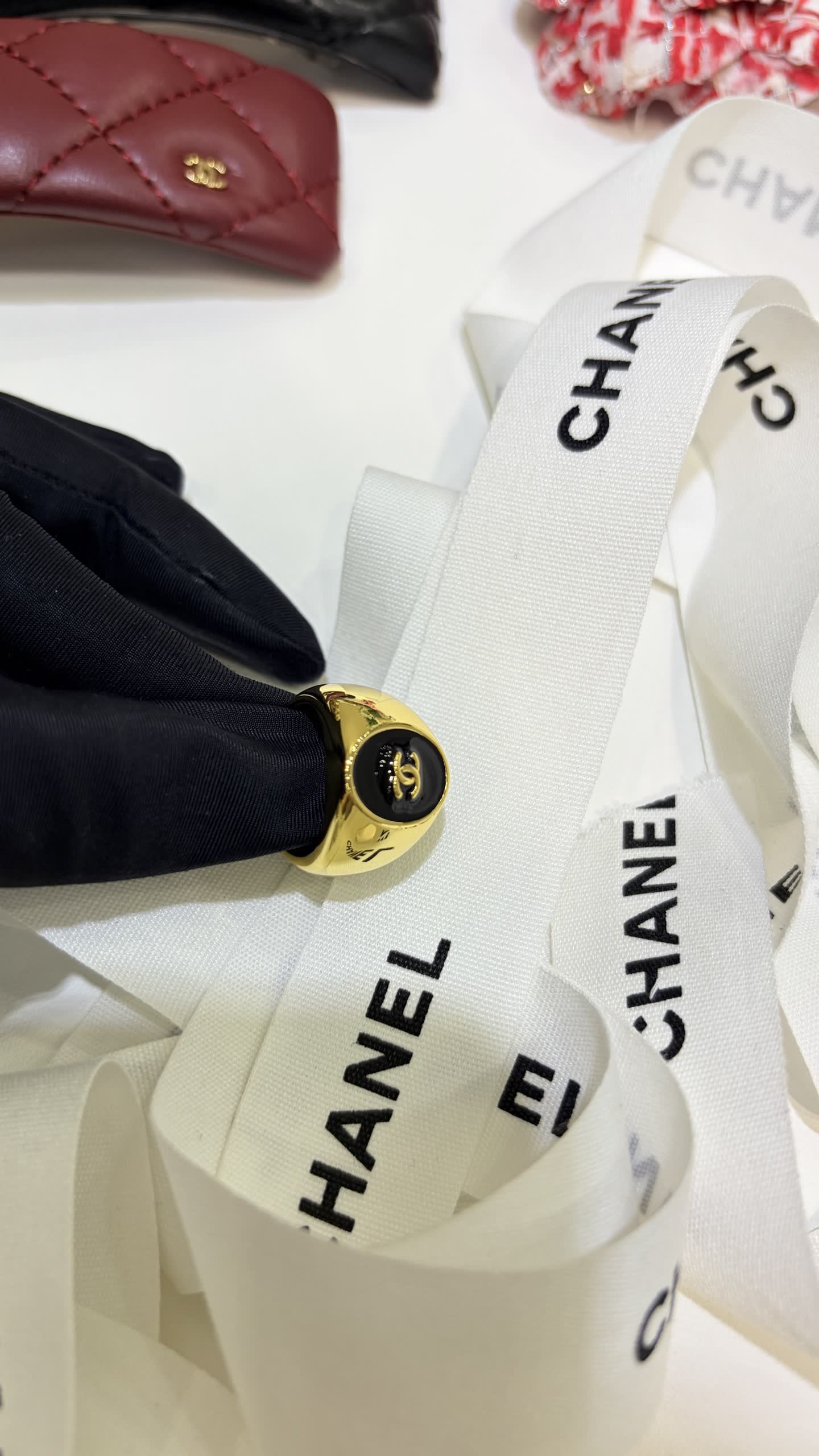 Chanel Gold Bangles with Black Enamel