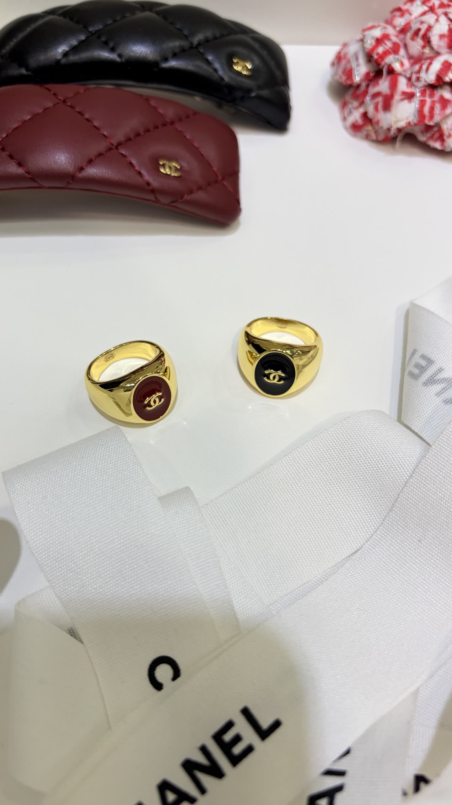Chanel Gold Bangles with Black Enamel