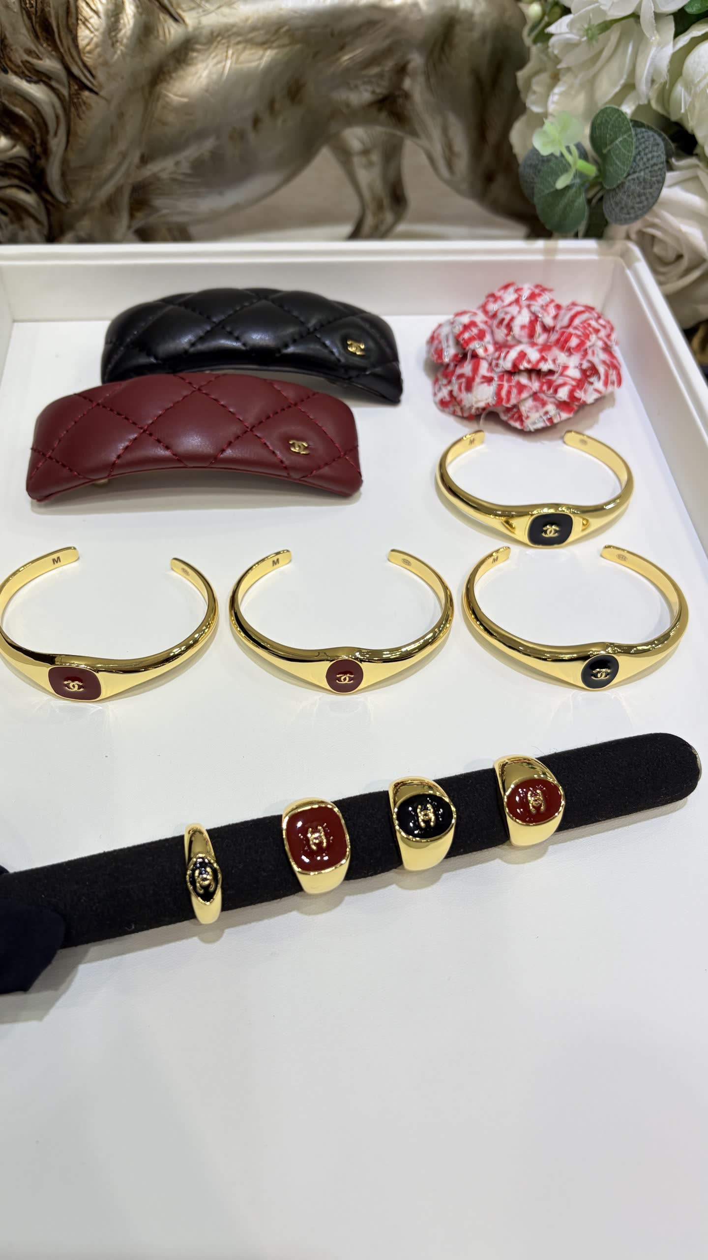 Chanel Gold Bangles with Black Enamel