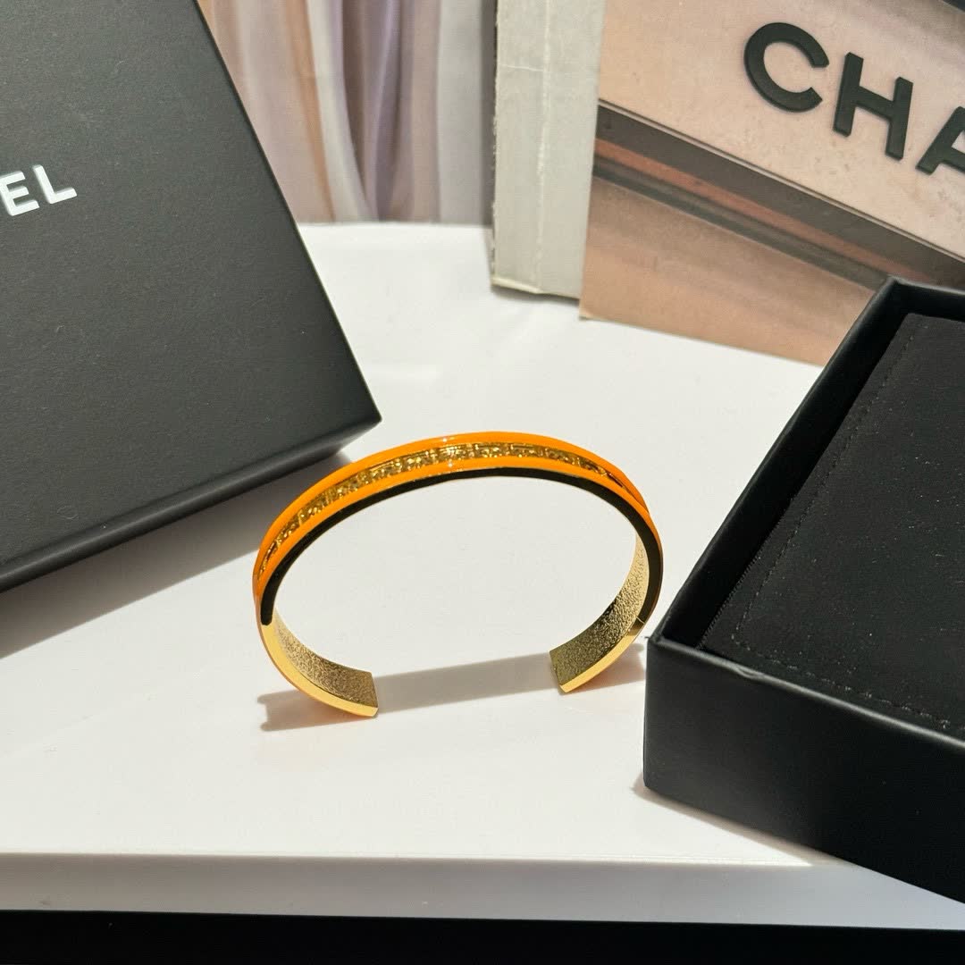 Chanel Gold-Tone Crystal Embellished Bangle Bracelet