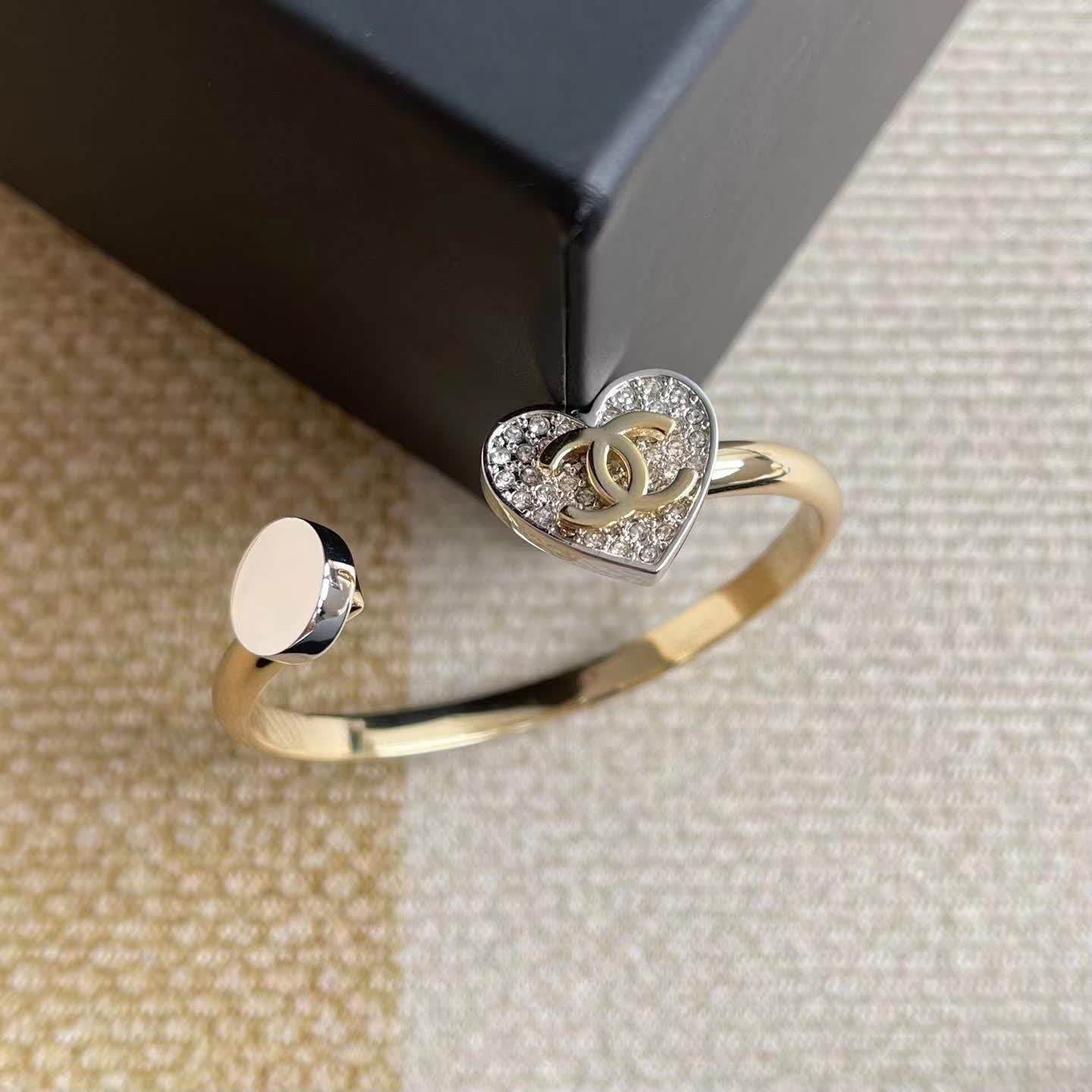 Chanel Heart Shaped Bracelet with Pearl and CC Logo