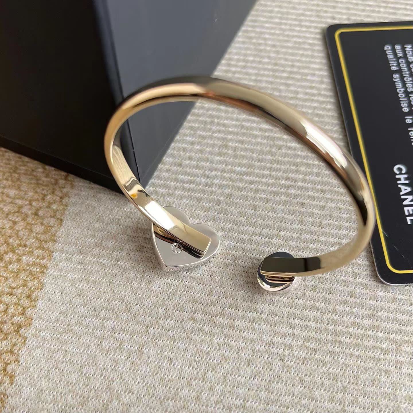 Chanel Heart Shaped Bracelet with Pearl and CC Logo