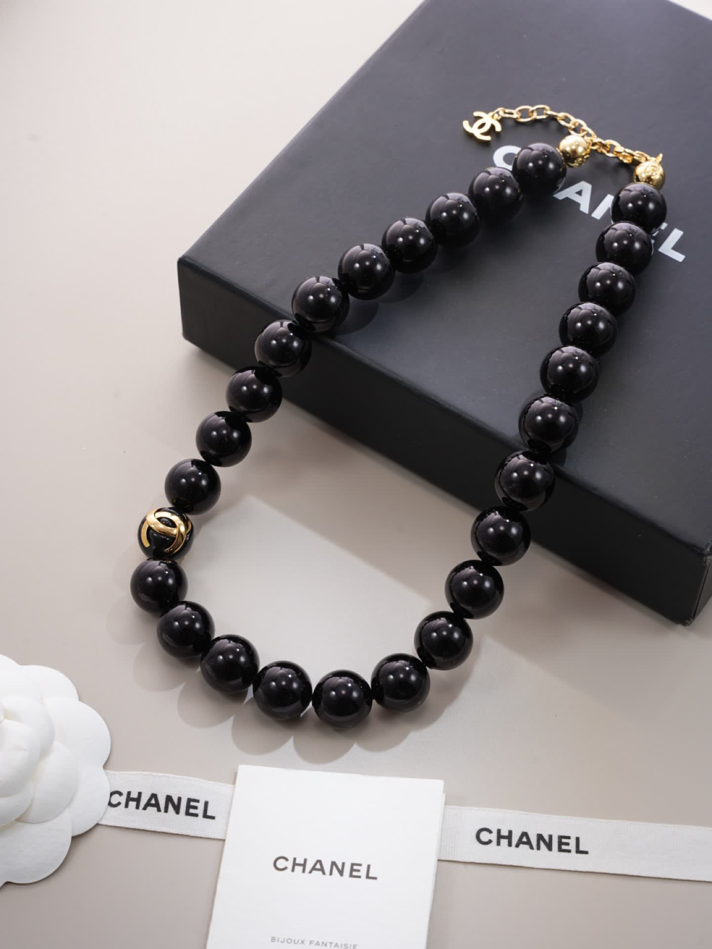 Chanel Black Bead Bracelet