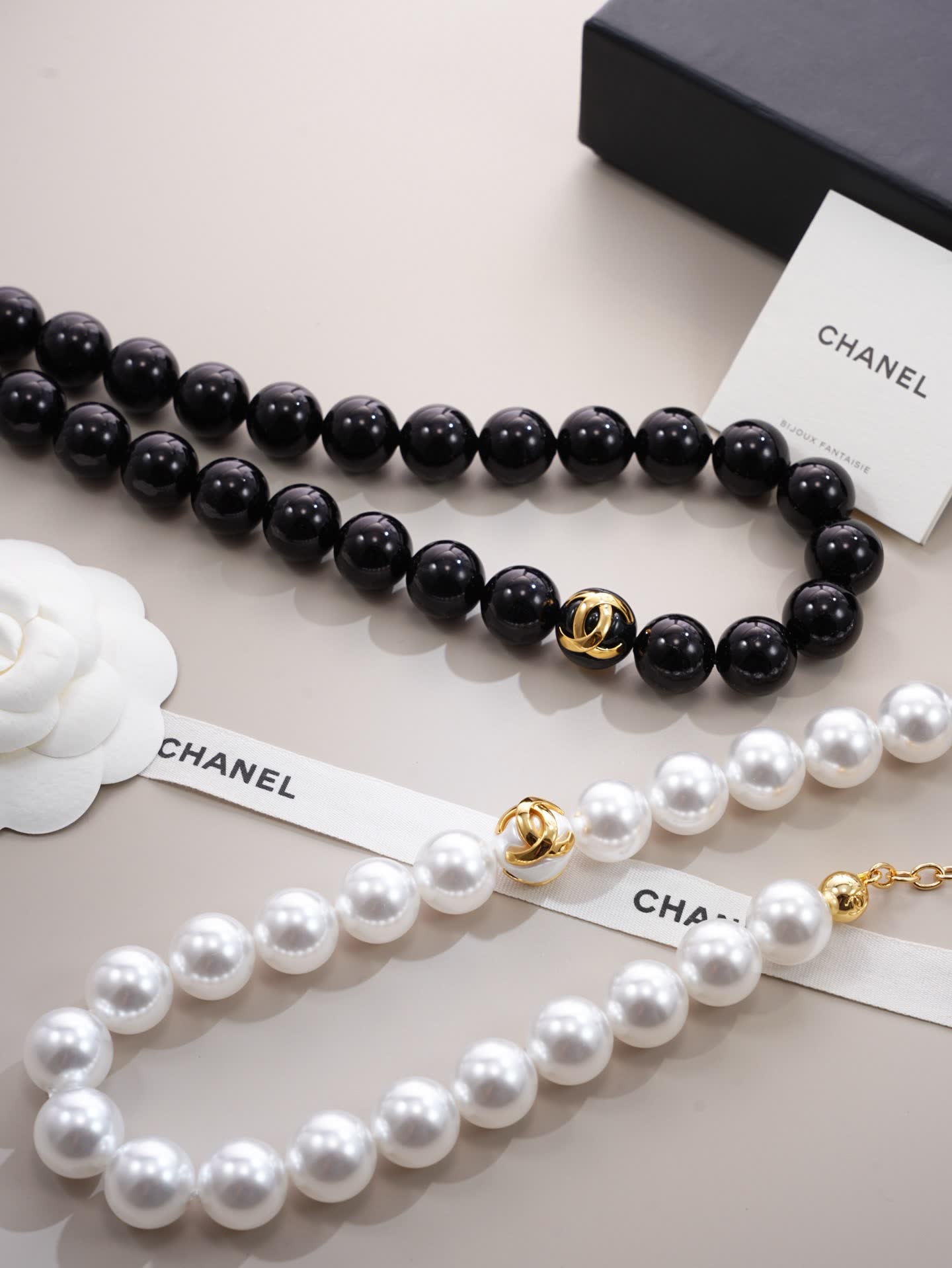 Chanel Black Bead Bracelet
