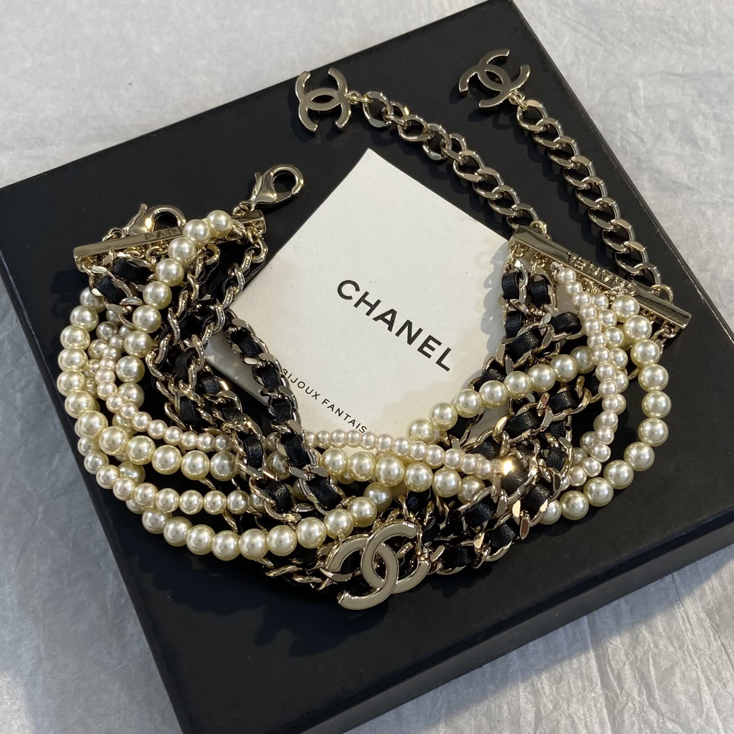 Chanel Multistrand Pearl and Chain Bracelet