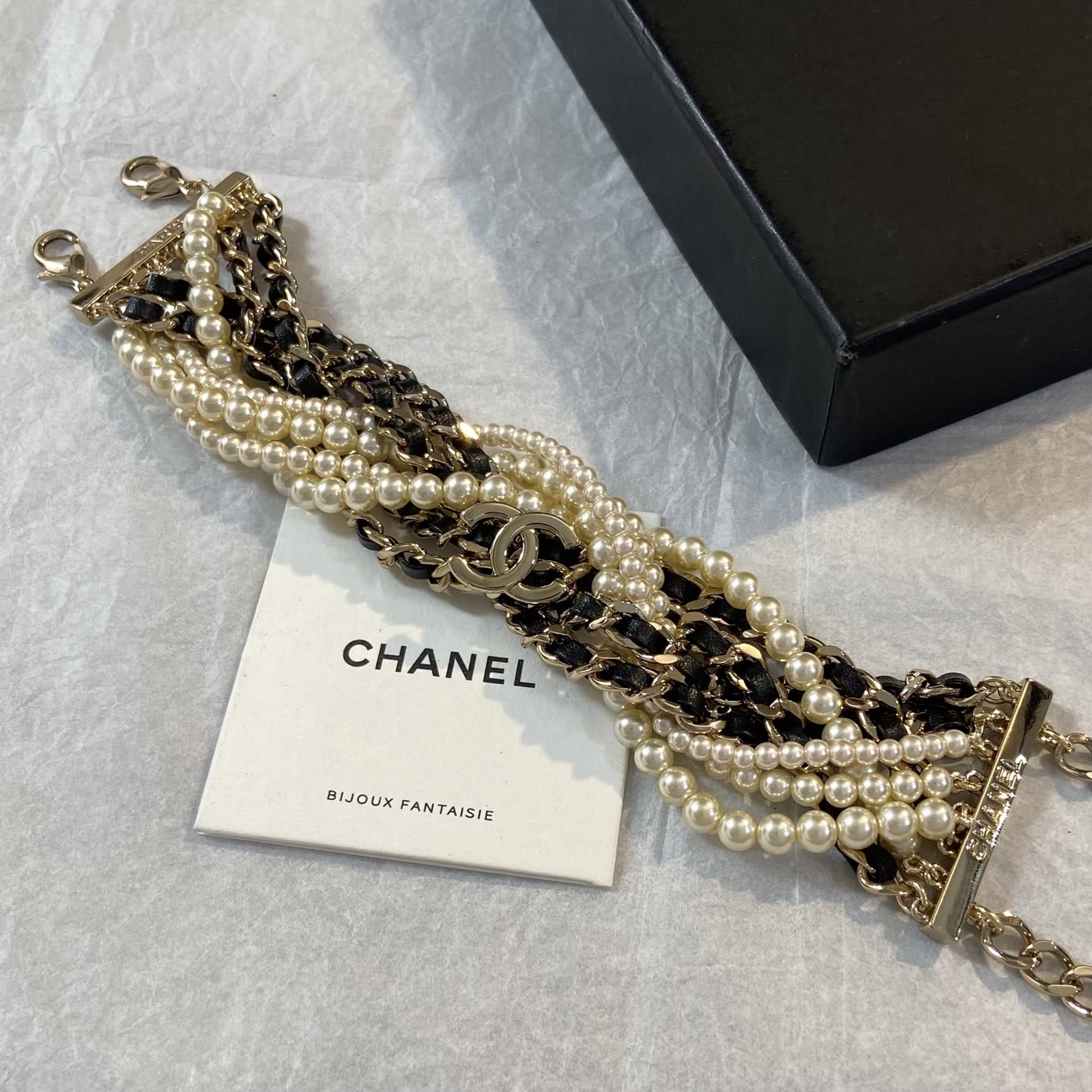 Chanel Multistrand Pearl and Chain Bracelet