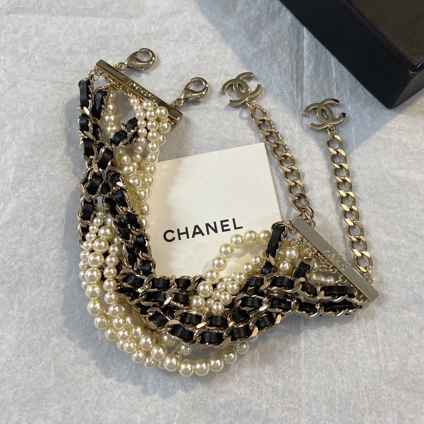 Chanel Multistrand Pearl and Chain Bracelet