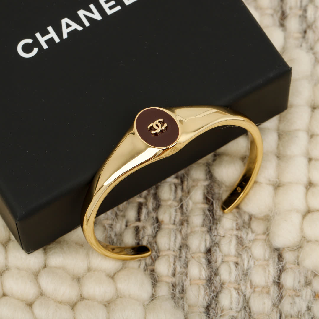 Chanel CC Logo Enamel Cuff Bracelets Set