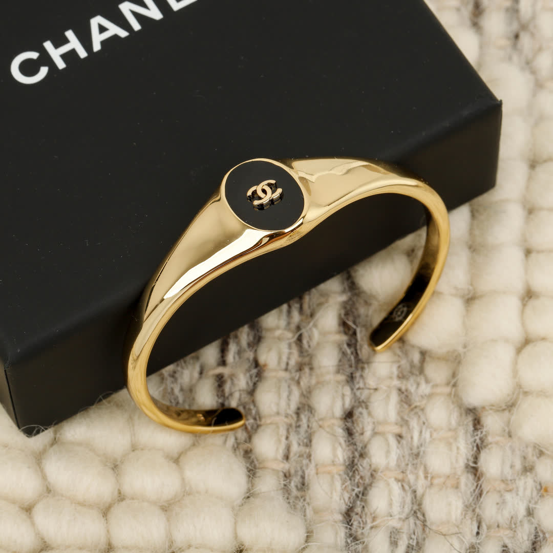 Chanel CC Logo Enamel Cuff Bracelets Set