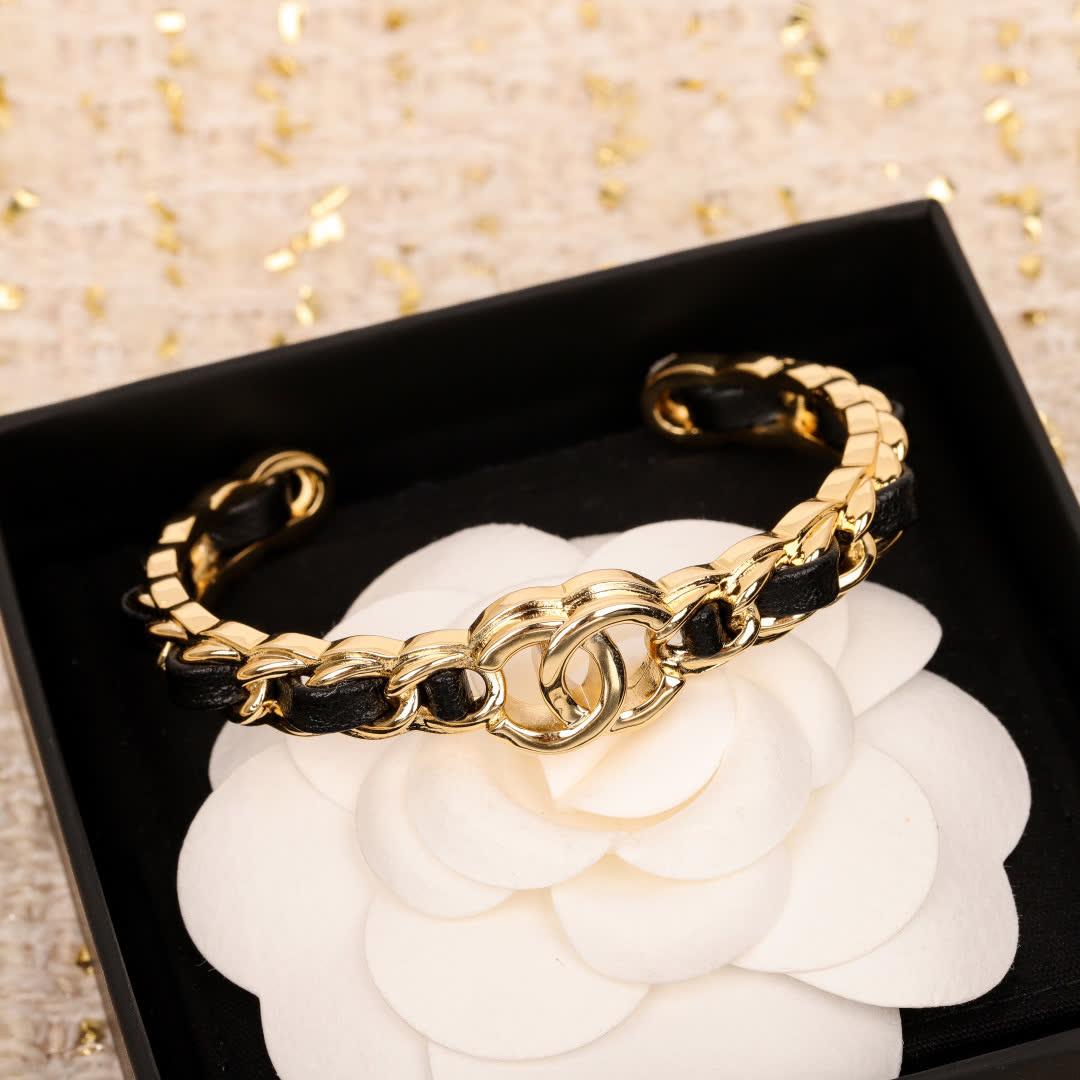 Chanel Gold Tone Cuff Bracelet
