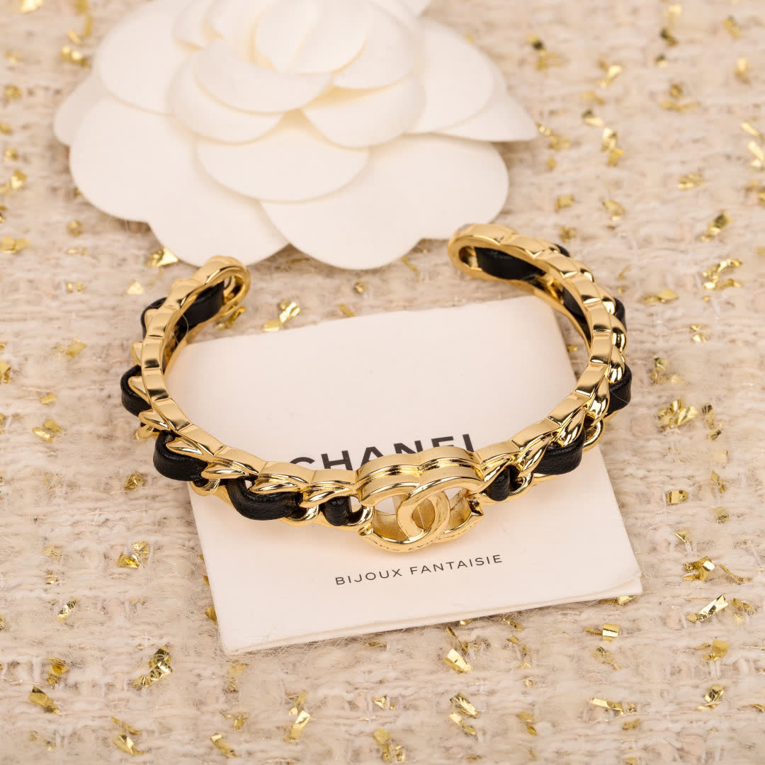Chanel Gold Tone Cuff Bracelet