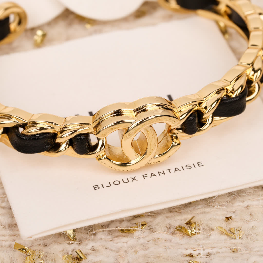 Chanel Gold Tone Cuff Bracelet