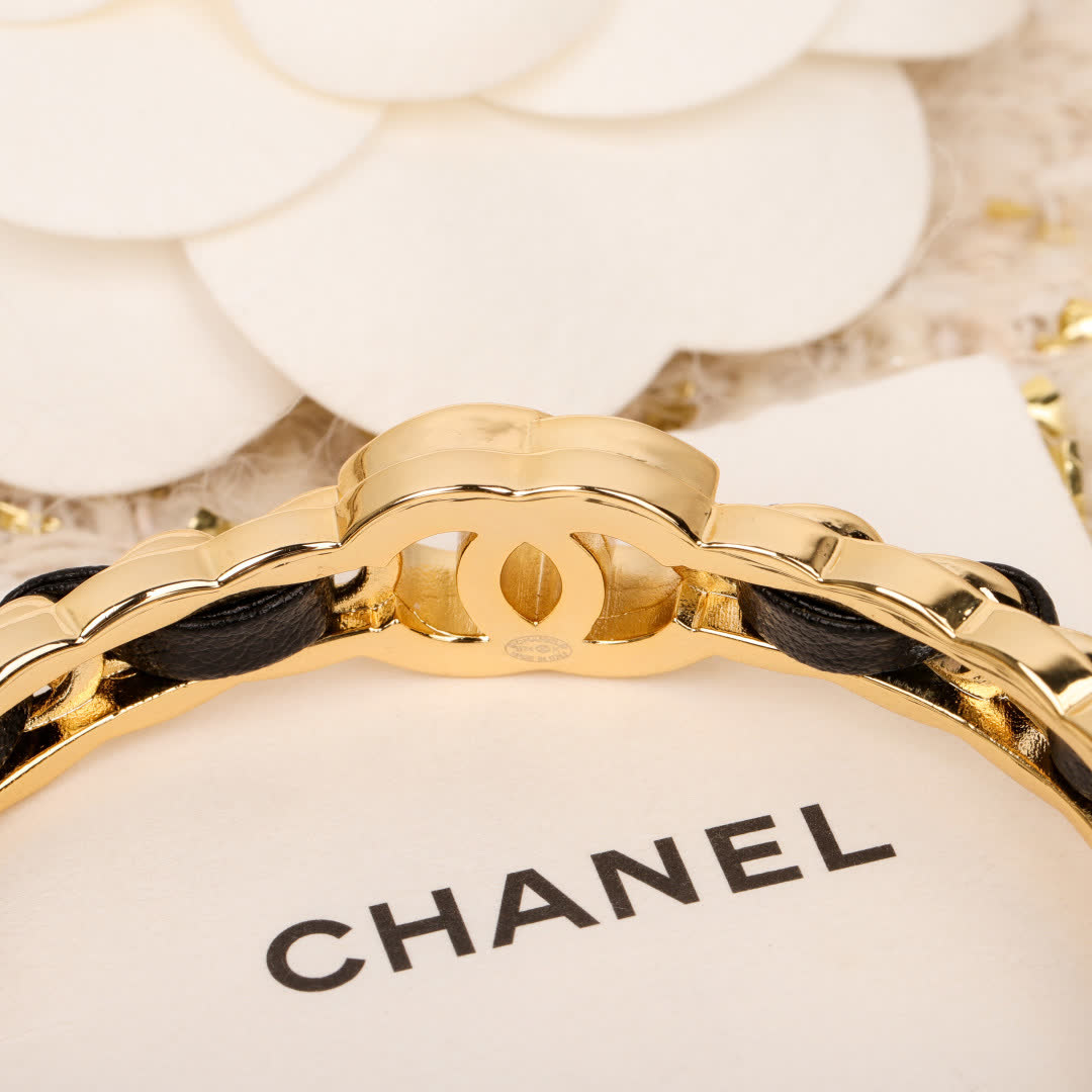 Chanel Gold Tone Cuff Bracelet