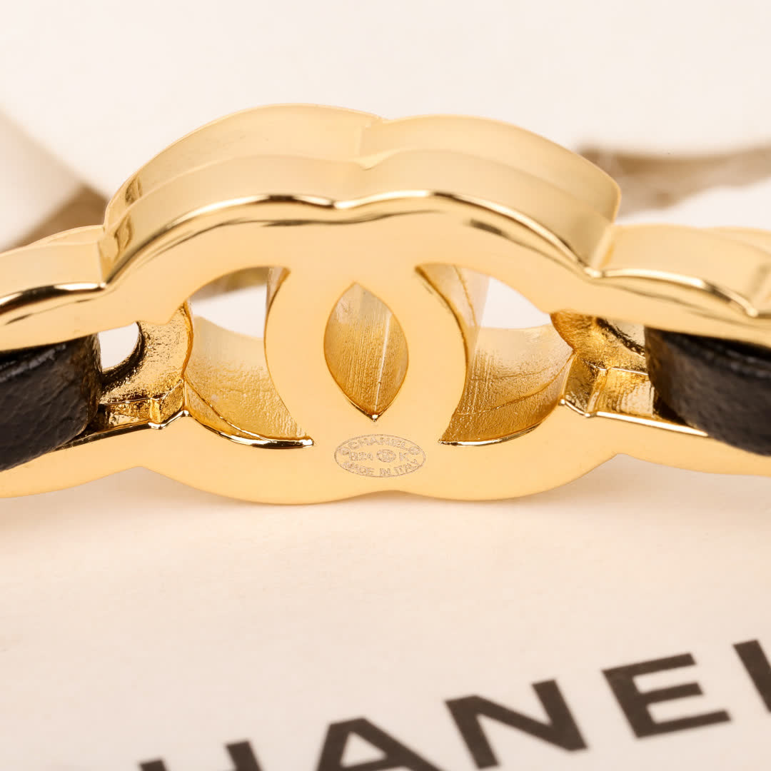Chanel Gold Tone Cuff Bracelet