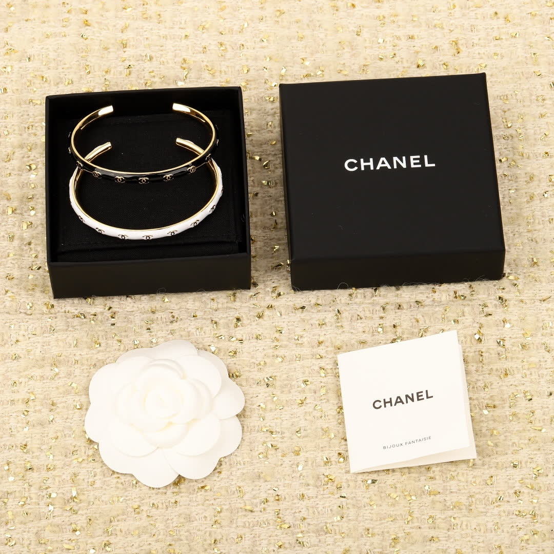 Chanel Double C Logo Bangle Bracelets Set
