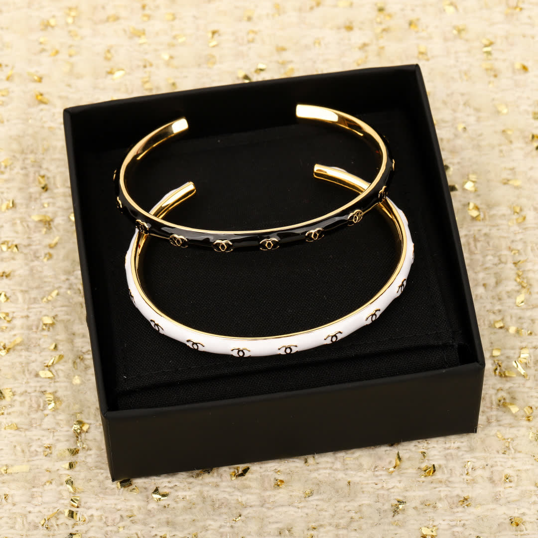 Chanel Double C Logo Bangle Bracelets Set
