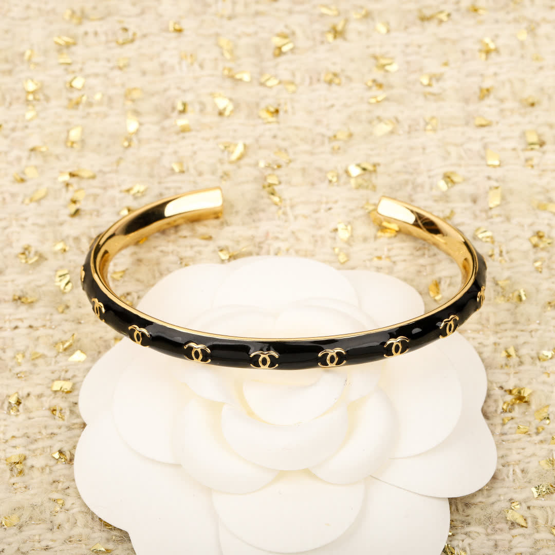 Chanel Double C Logo Bangle Bracelets Set
