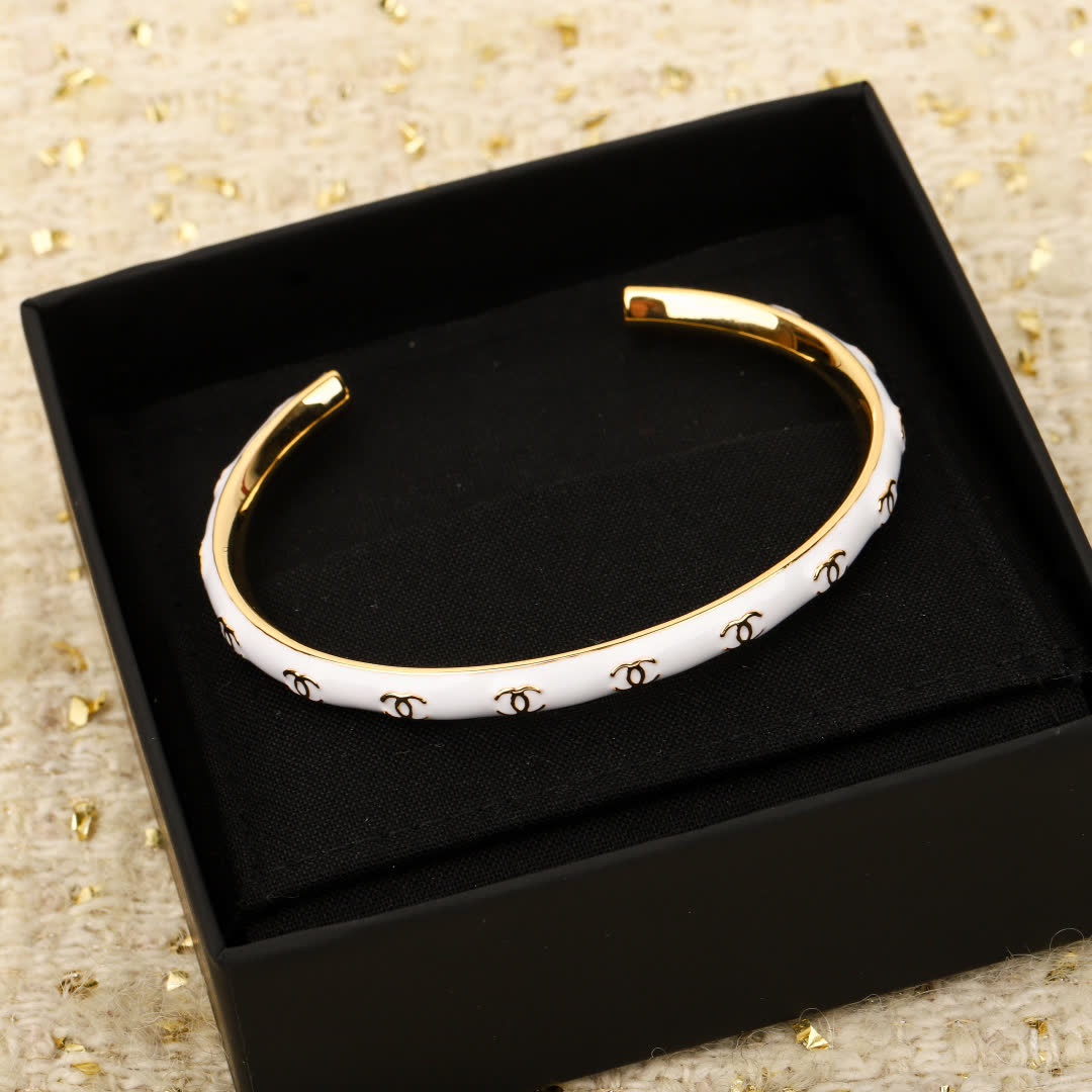 Chanel Double C Logo Bangle Bracelets Set