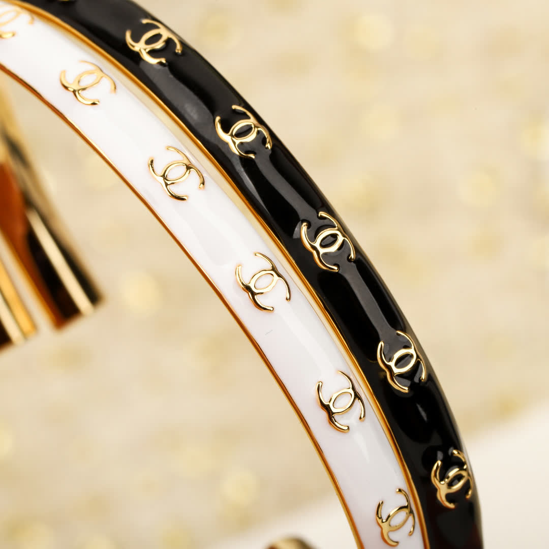 Chanel Double C Logo Bangle Bracelets Set