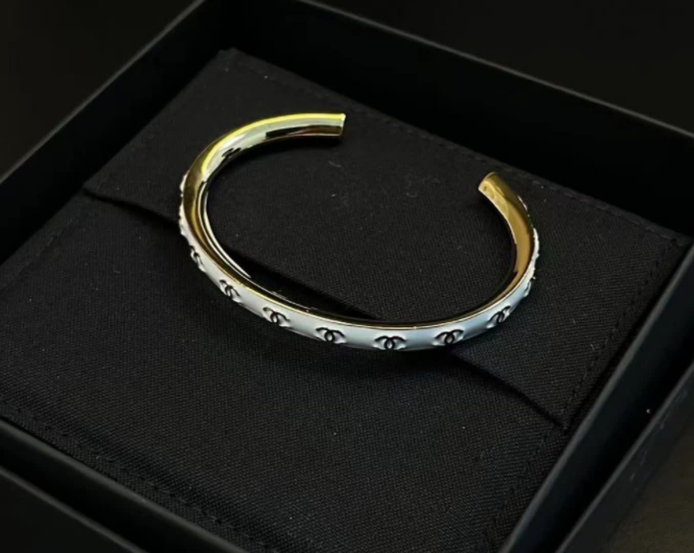 Chanel Double C Logo Bangle Bracelets Set