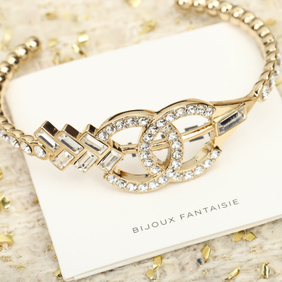 Chanel Gold Tone Bracelet with Diamonds