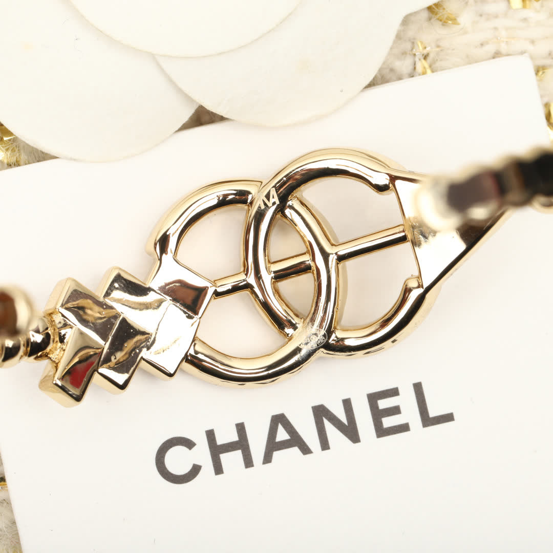 Chanel Gold Tone Bracelet with Diamonds