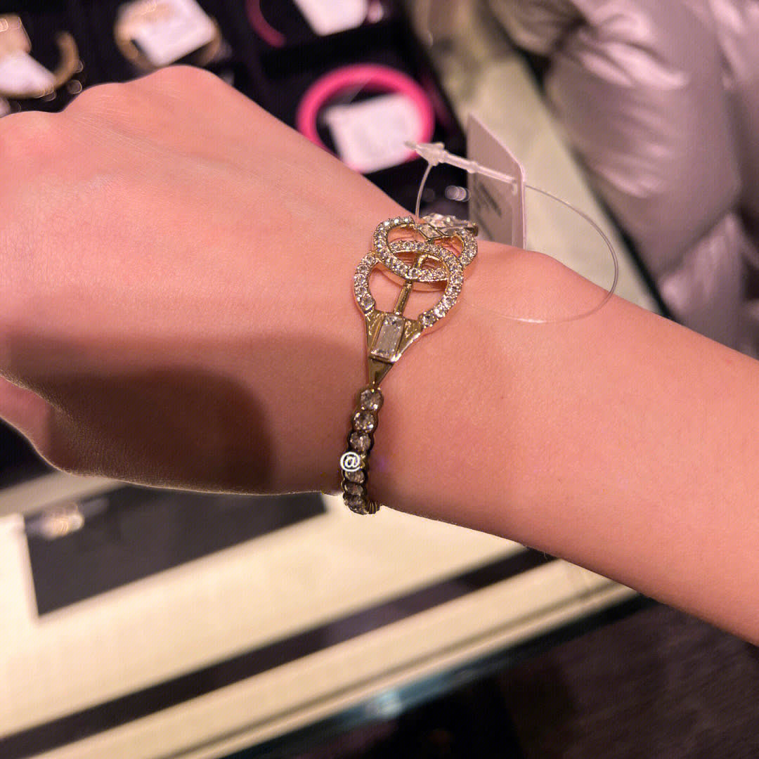 Chanel Gold Tone Bracelet with Diamonds
