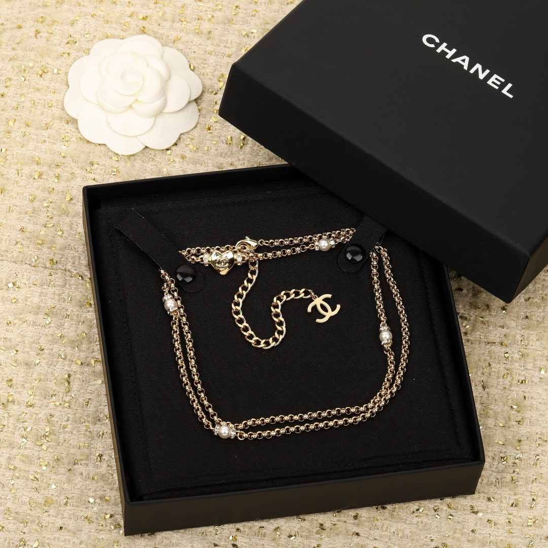 Chanel Double Chain Bracelet with Pearls