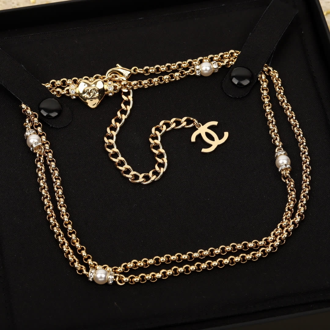 Chanel Double Chain Bracelet with Pearls