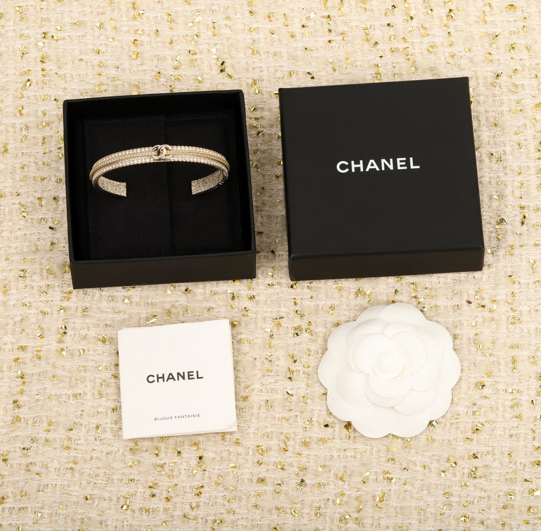 Chanel Gold Tone Crystal Bracelet