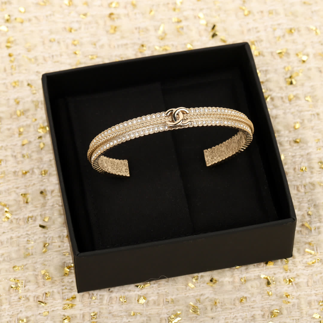 Chanel Gold Tone Crystal Bracelet