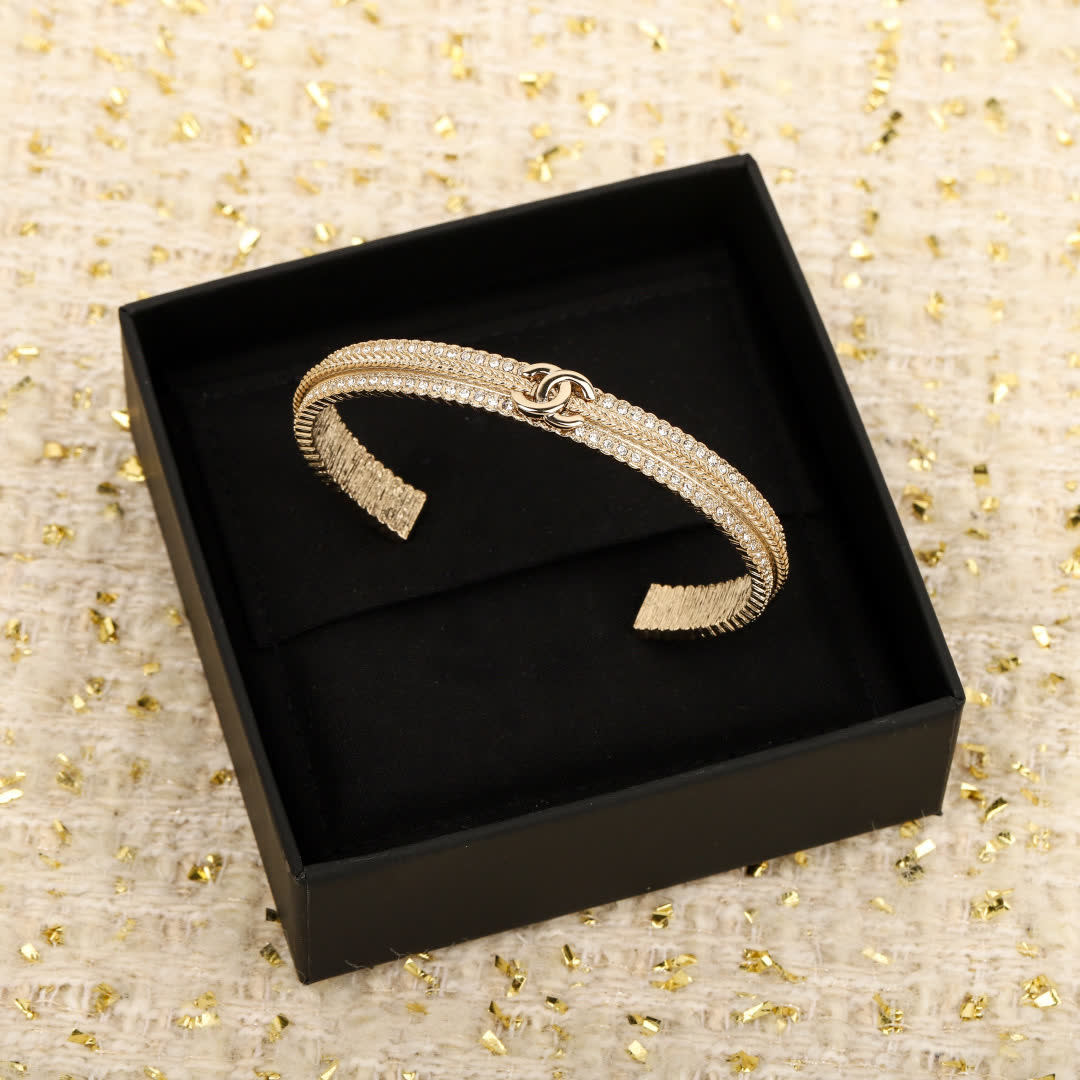 Chanel Gold Tone Crystal Bracelet