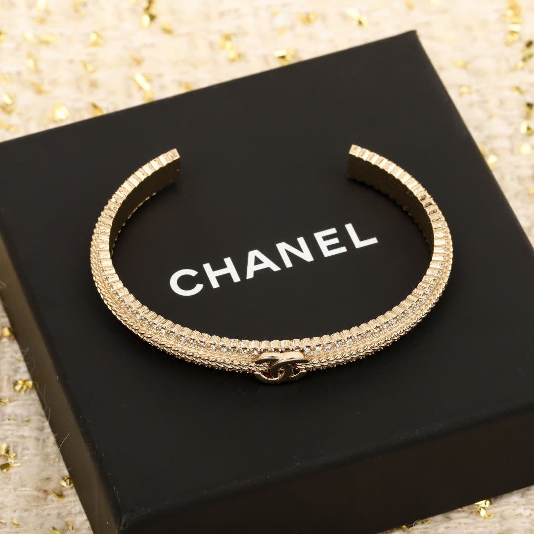 Chanel Gold Tone Crystal Bracelet