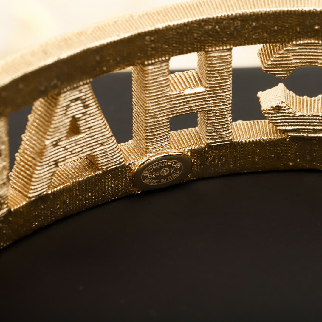 Chanel Diamond-Encrusted 'CHANEL' Cuff Bracelet