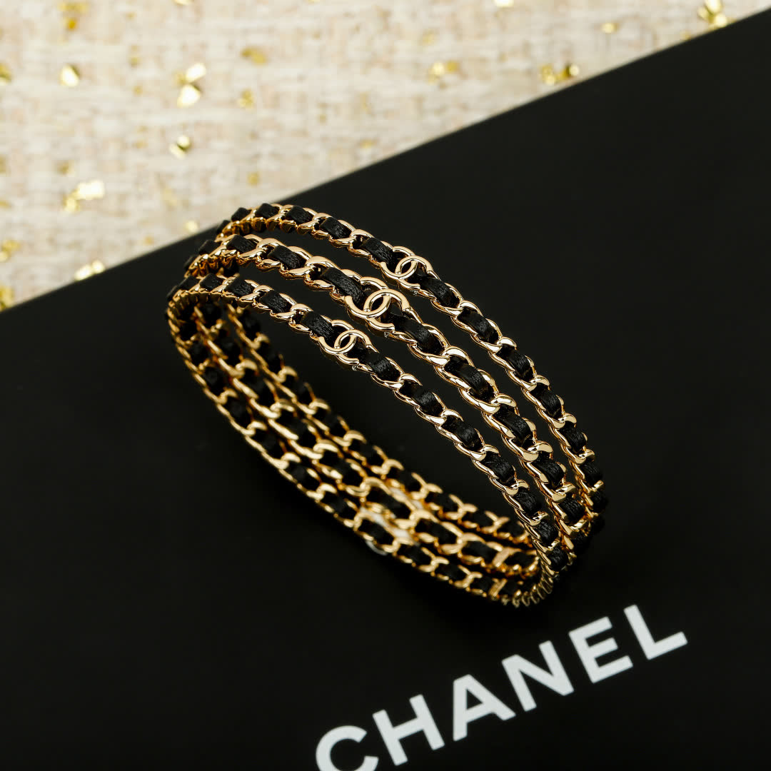 Chanel Gold and Black Chain Link Bracelet
