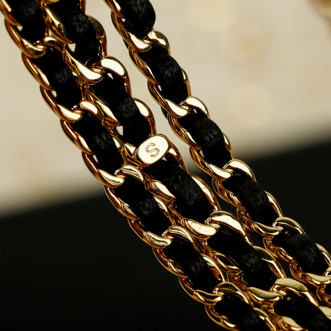 Chanel Gold and Black Chain Link Bracelet