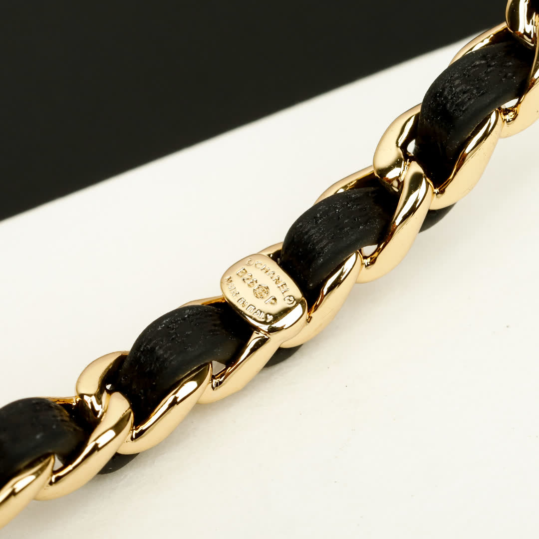 Chanel Gold and Black Chain Link Bracelet