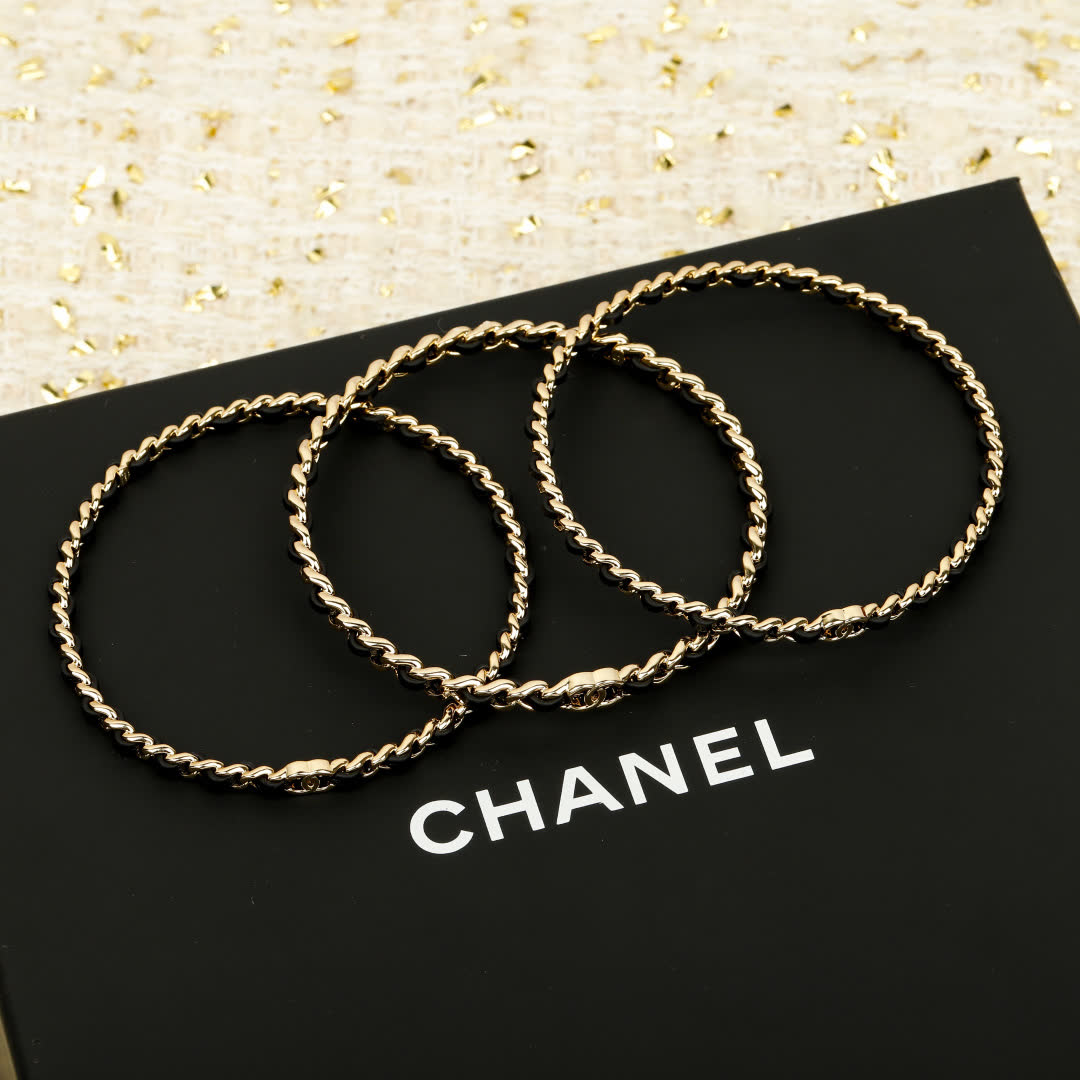 Chanel Gold and Black Chain Link Bracelet