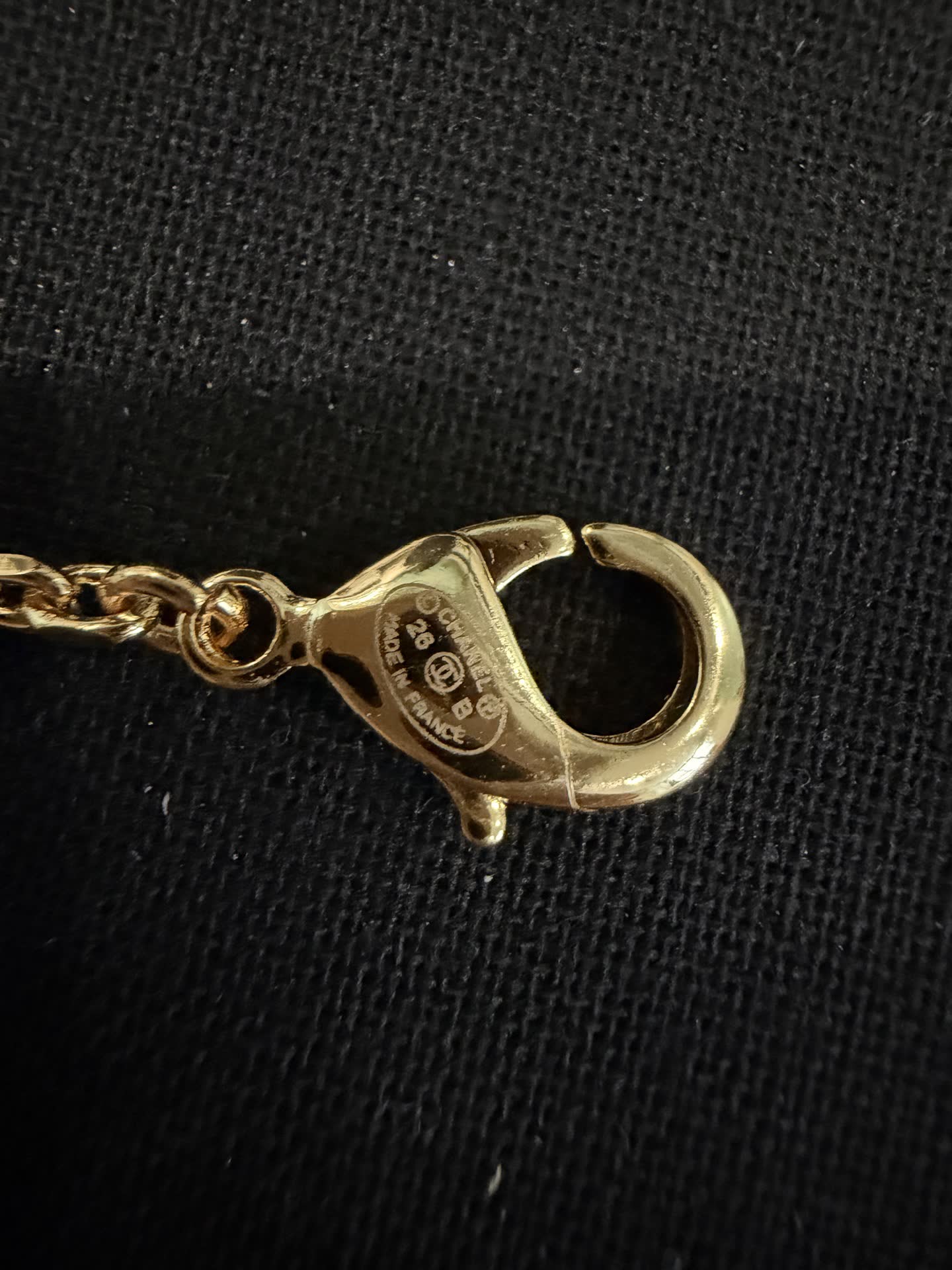 Chanel Gold Tone Bracelet with Enamel Flower and Pearl