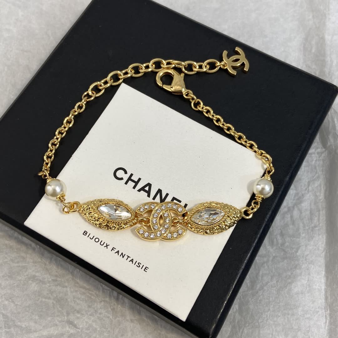 Chanel CC Bracelet with Pearls and Crystals Chanel CC Bracelet with Pearls and Crystals